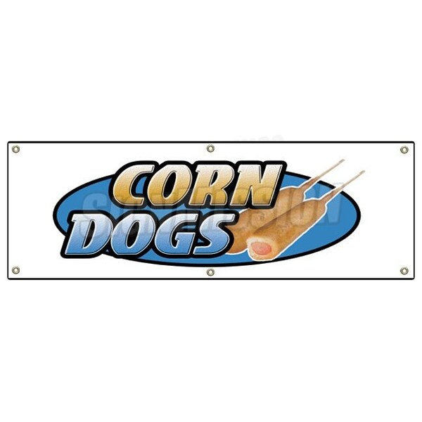 Corn Dogs Banner Heavy Duty 13 Oz Vinyl with Grommets Single Sided